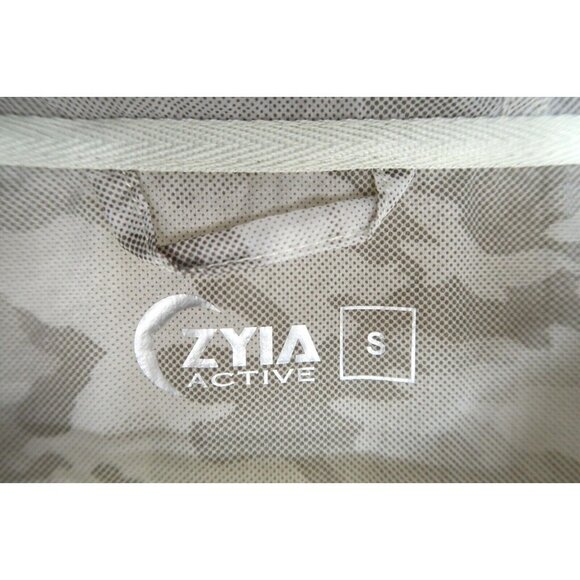 Zyia Gray Camo Light Windbreaker Jacket Zip Up Hoodie Performance Running Small - Picture 9 of 10